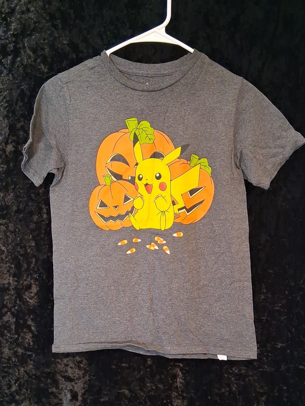 "Pokémon Pikachu Halloween Pumpkin Graphic T-Shirt Gray
